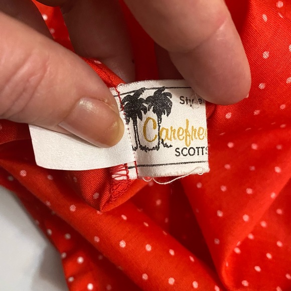 Carefree Fashions VTG 70’s Lace & Ruffle Dots Red Top Women’s size Small - Picture 6 of 10